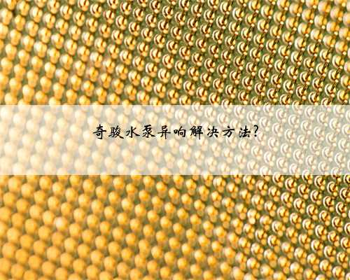 奇骏水泵异响解决方法?